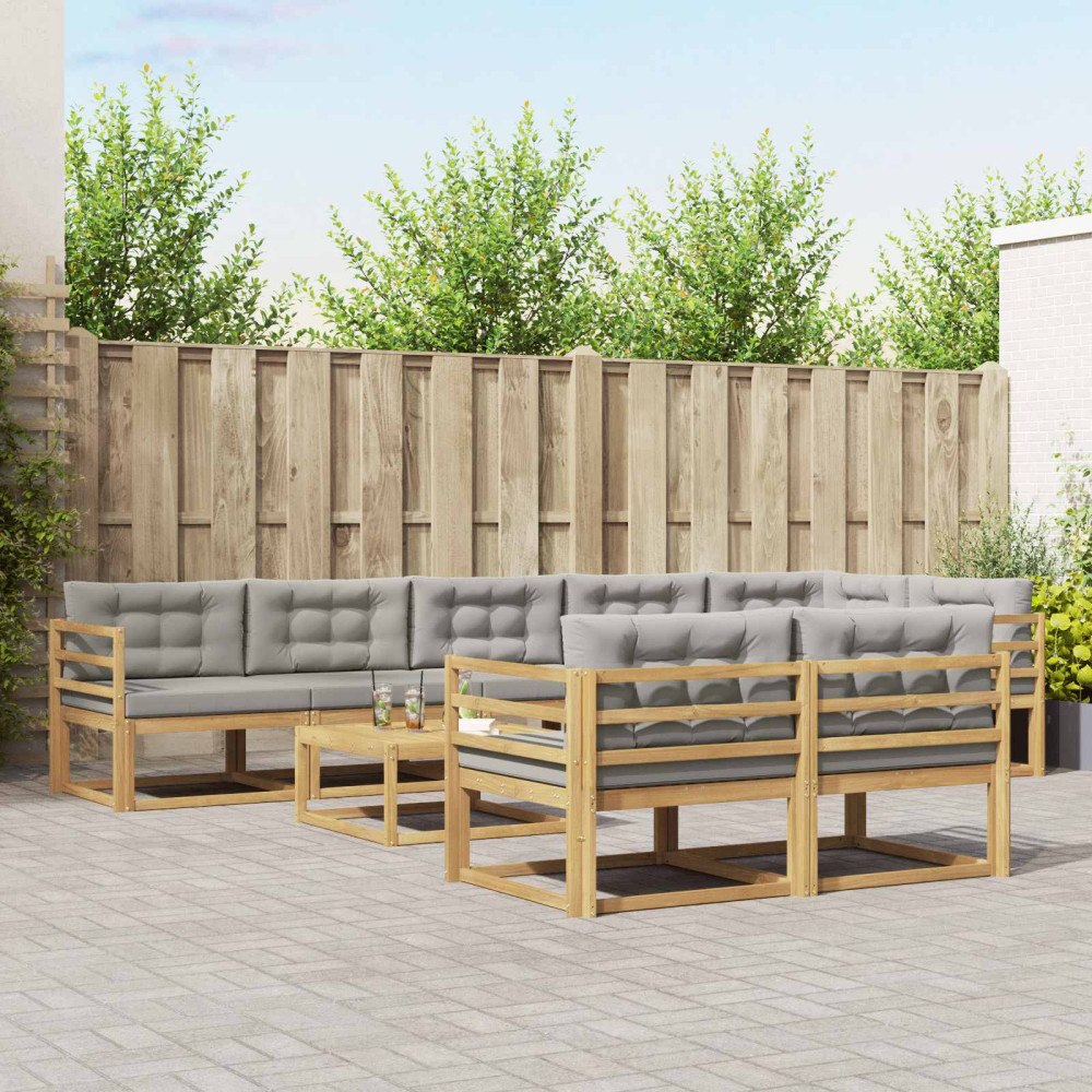 vidaXL Utomhussoffset 9 pcs Vit och ljusgrå 79 x 79 x 37 cm Polyester