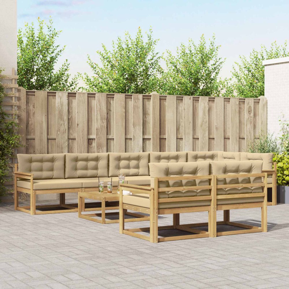 vidaXL Utomhussoffset 9 pcs Vit och Beige 79 x 79 x 37 cm Polyester