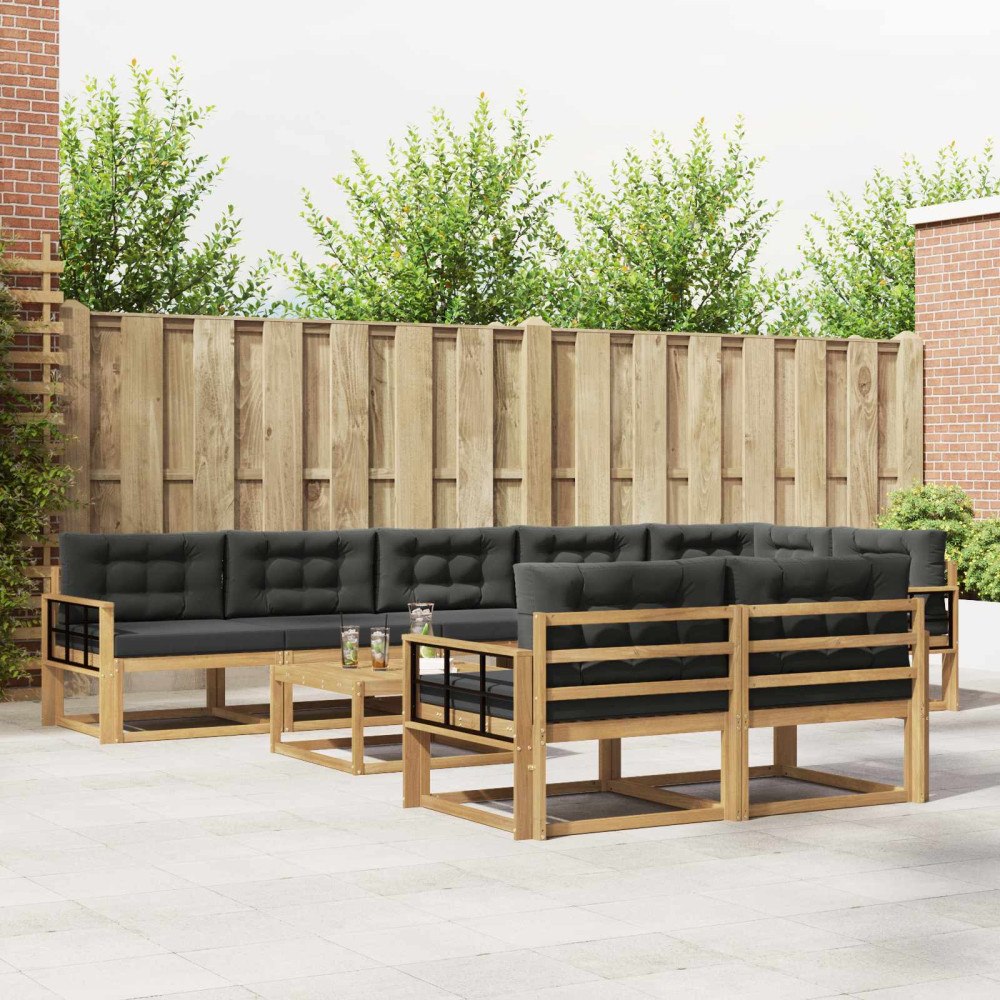 vidaXL Utomhussoffset 9 pcs Vit och antracit 79 x 79 x 37 cm Polyester