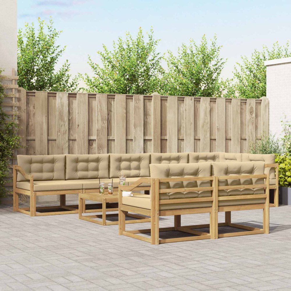vidaXL Utomhussoffset 9 pcs Vit och Beige 79 x 79 x 37 cm Polyester