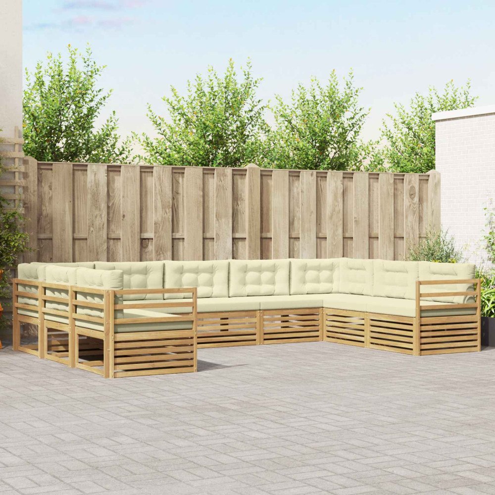 vidaXL Utomhussoffset 9 pcs Vit och grädde 404 x 245,5 x 73 cm