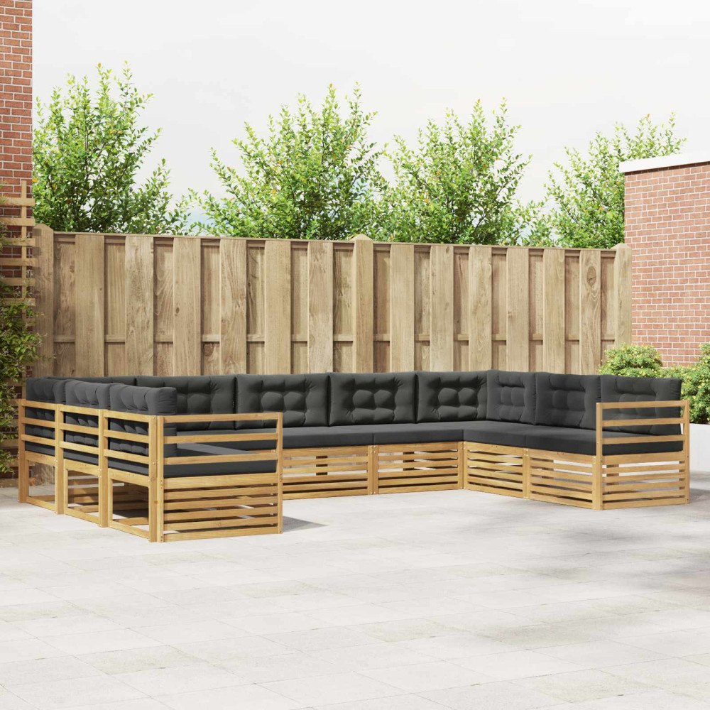 vidaXL Utomhussoffset 9 pcs Vit och antracit 404 x 245,5 x 73 cm