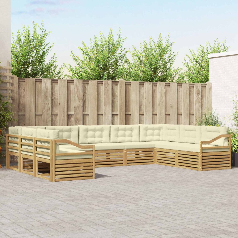 vidaXL Utomhussoffset 9 pcs Vit och grädde 404 x 245,5 x 73 cm