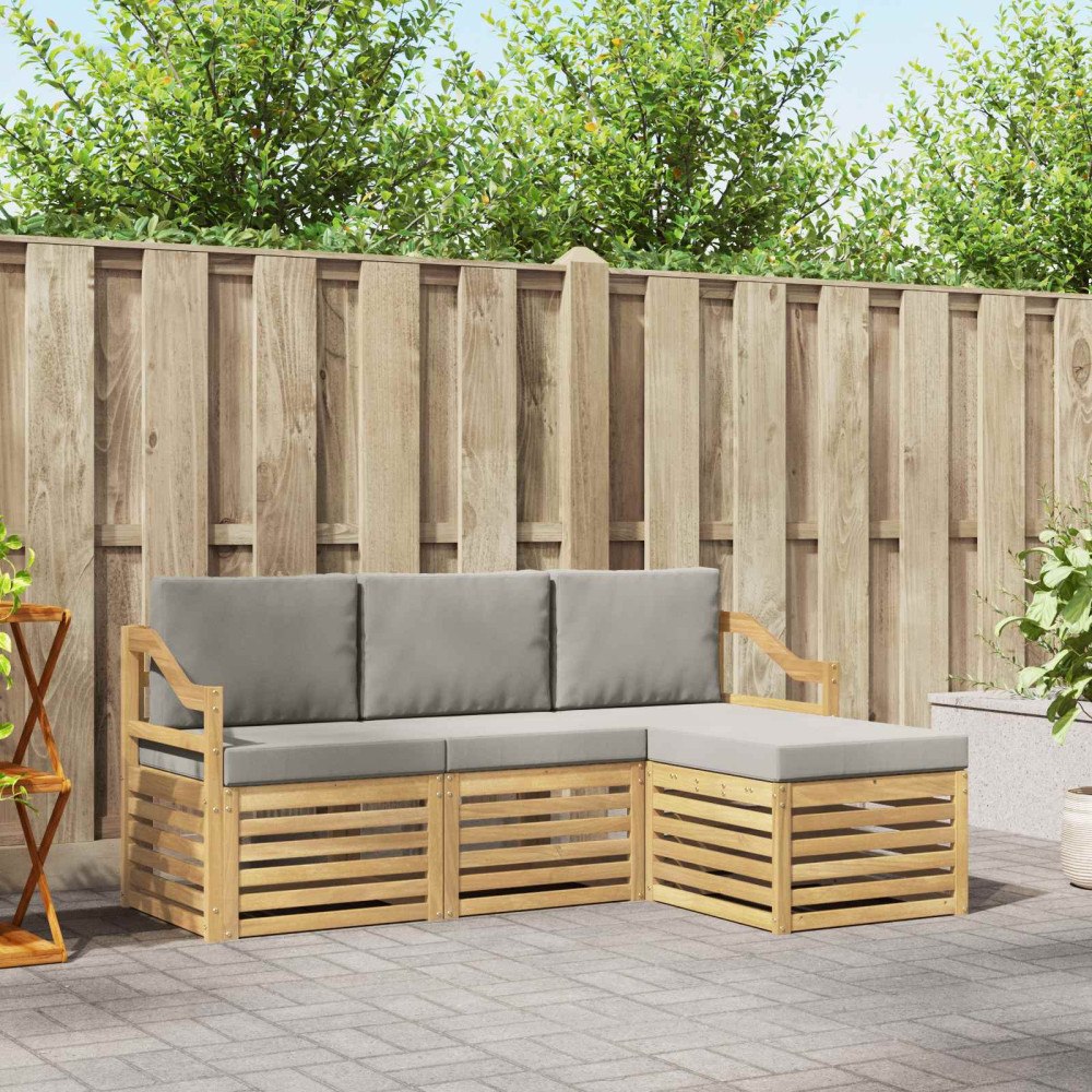 vidaXL Utomhussoffset 4 pcs Vit och ljusgrå 185,5 x 122,5 x 73 cm