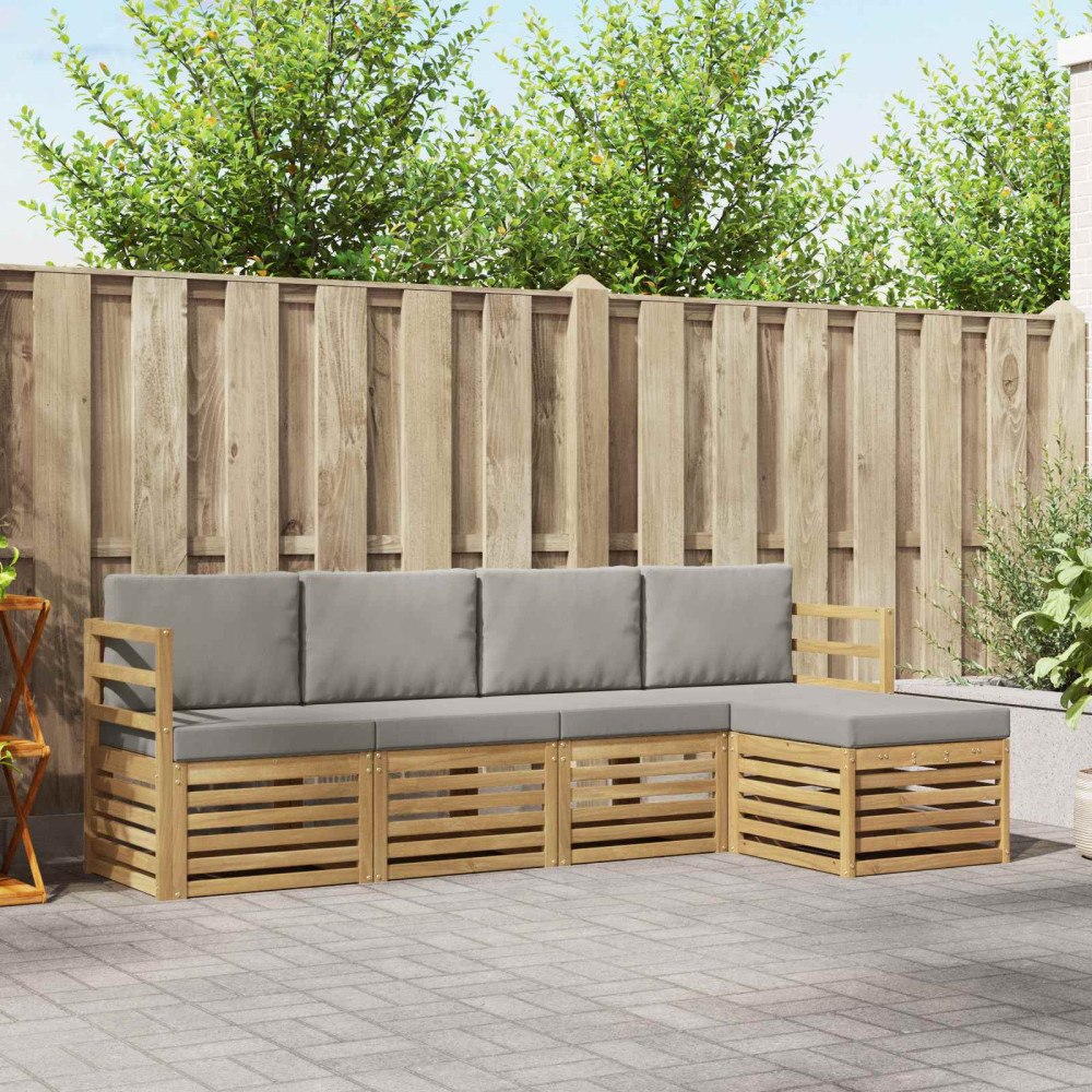 vidaXL Utomhussoffset 5 pcs Vit och ljusgrå 245 x 122,5 x 73 cm