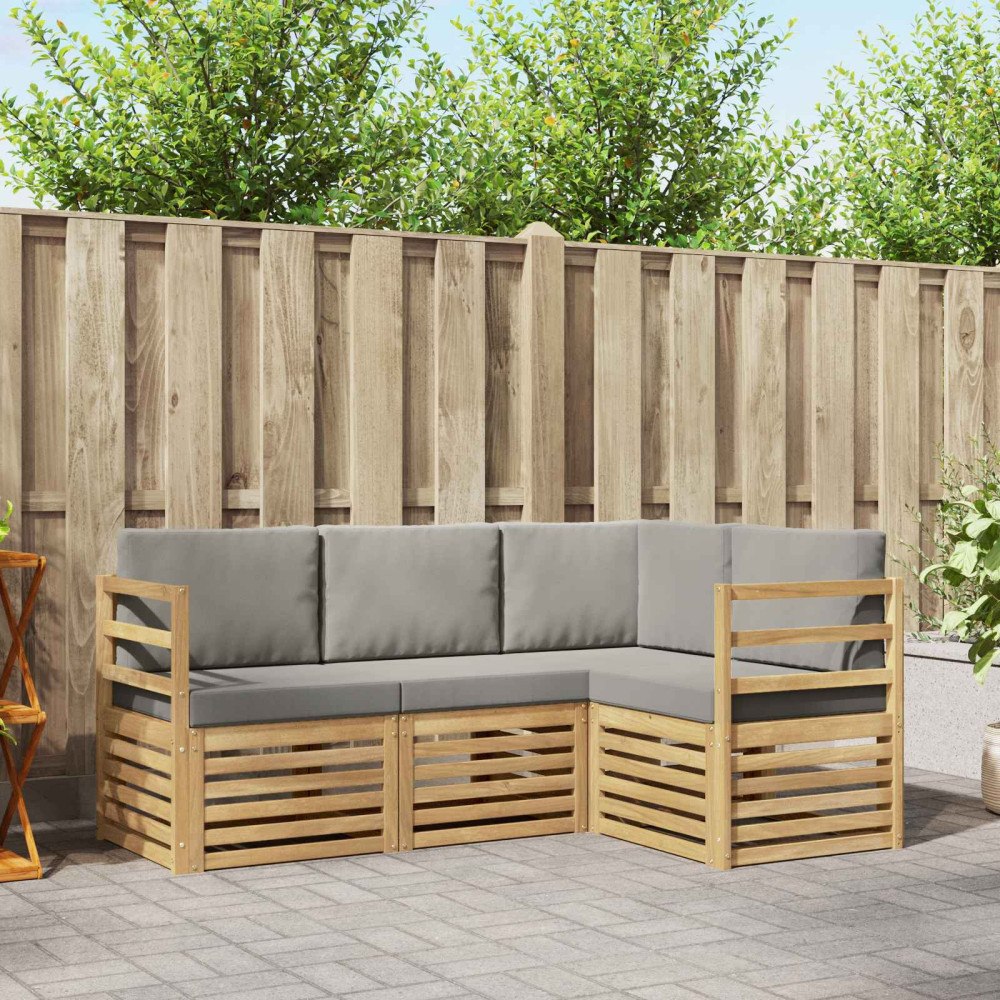 vidaXL Soffgrupper 4 pcs Vit och ljusgrå 185,5 x 126,5 x 73 cm
