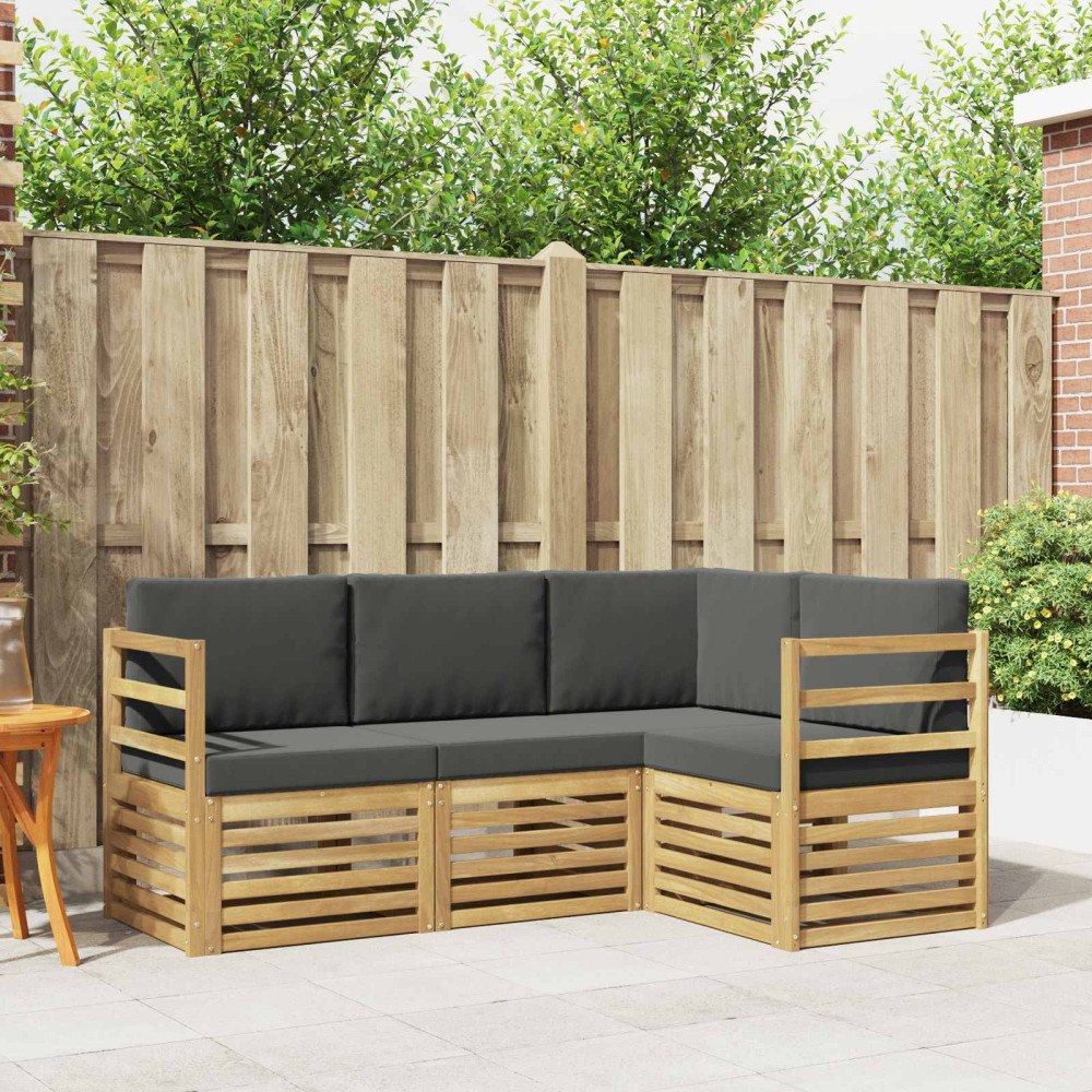 vidaXL Soffgrupper 4 pcs Vit och antracit 185,5 x 126,5 x 73 cm