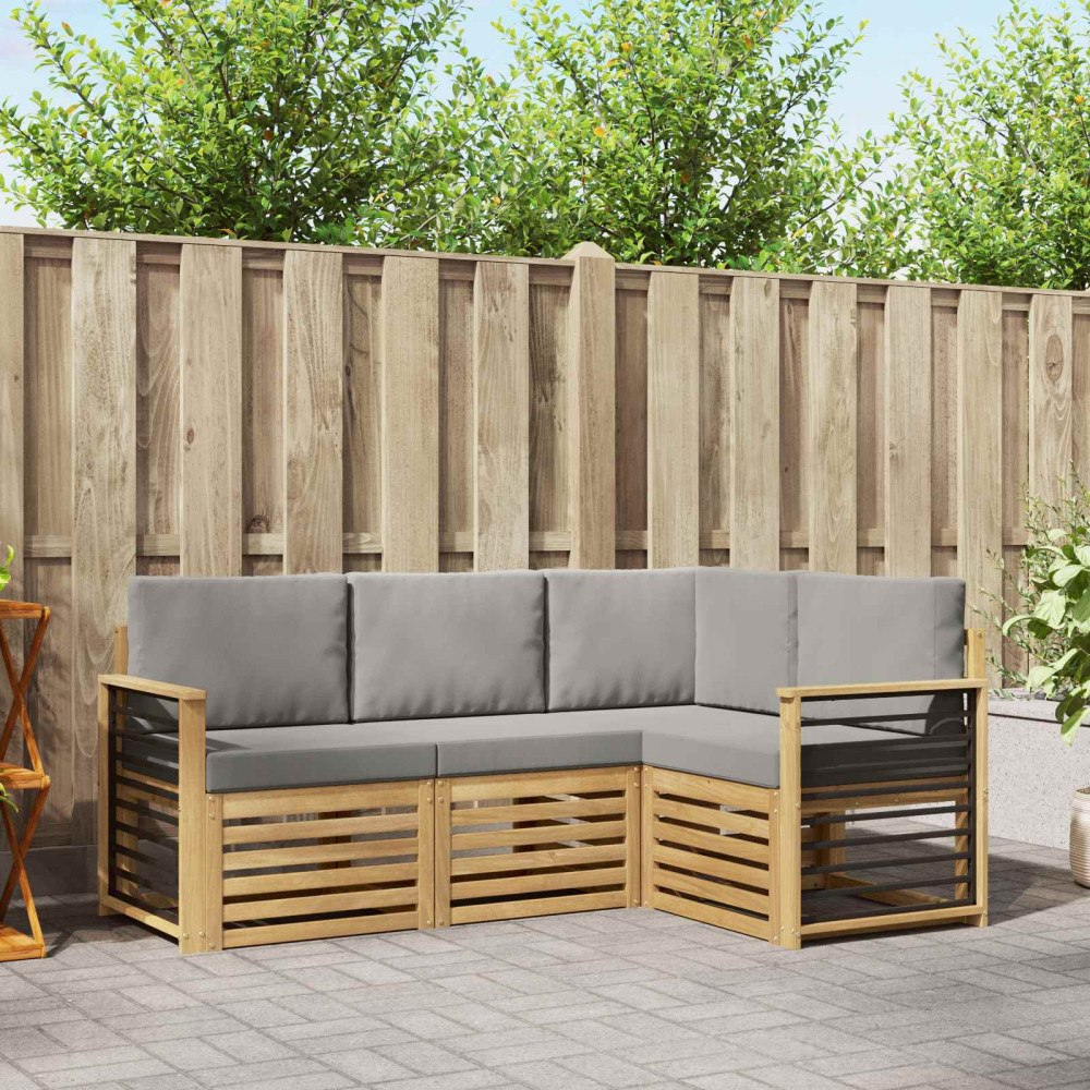 vidaXL Soffgrupper 4 pcs Vit och ljusgrå 187,5 x 128,5 x 73 cm