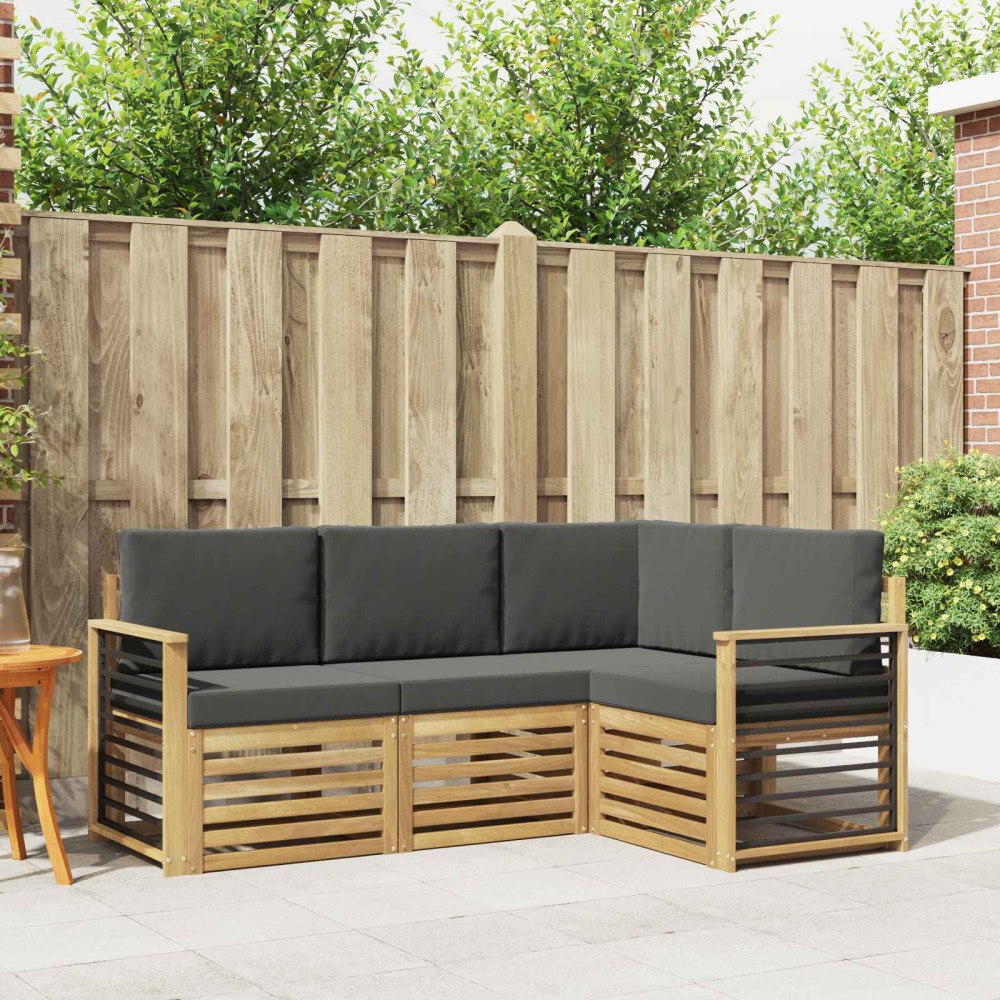 vidaXL Soffgrupper 4 pcs Vit och antracit 187,5 x 128,5 x 73 cm