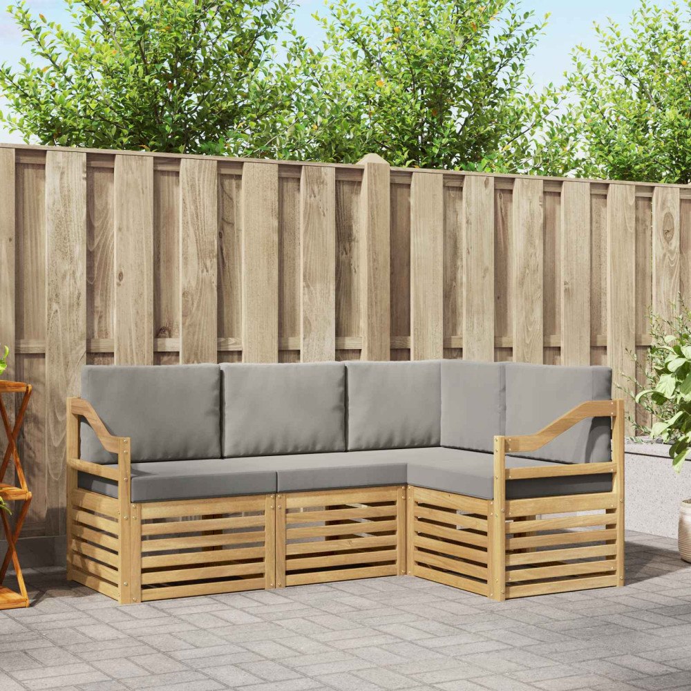 vidaXL Soffgrupper 4 pcs Vit och ljusgrå 185,5 x 126,5 x 73 cm