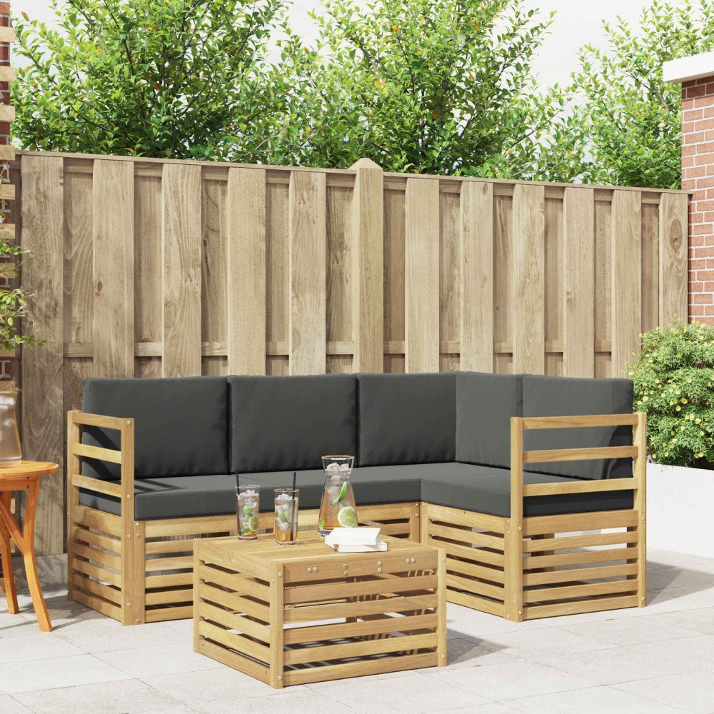 vidaXL Utomhussoffset 5 pcs Vit och antracit 59 x 59 x 37 cm Polyester