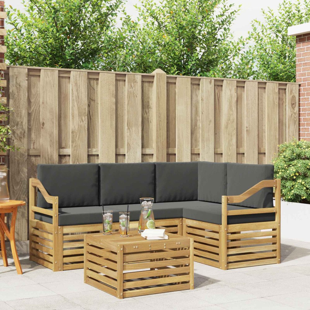 vidaXL Utomhussoffset 5 pcs Vit och antracit 59 x 59 x 37 cm Polyester