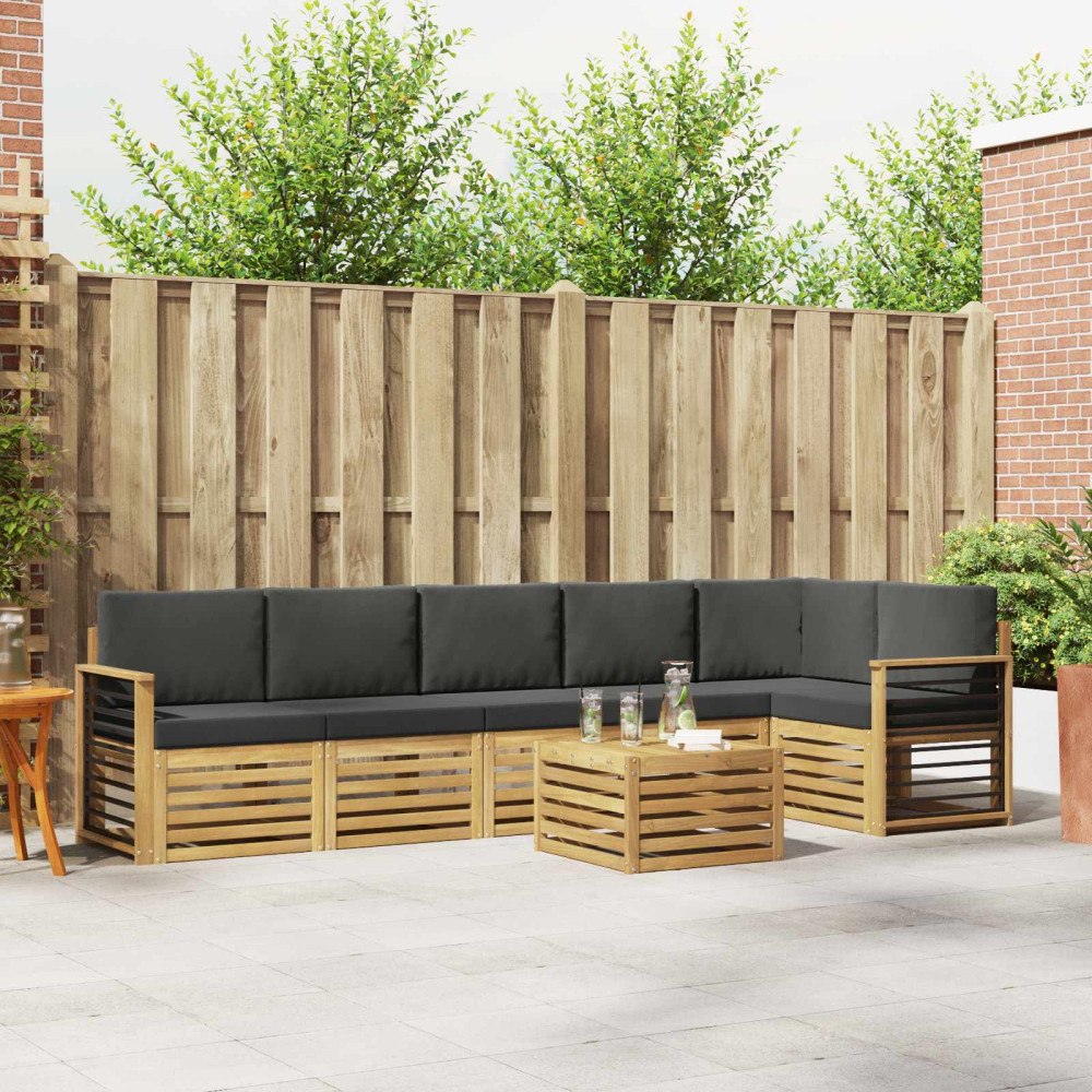 vidaXL Utomhussoffset 7 pcs Vit och antracit 59 x 59 x 37 cm Polyester