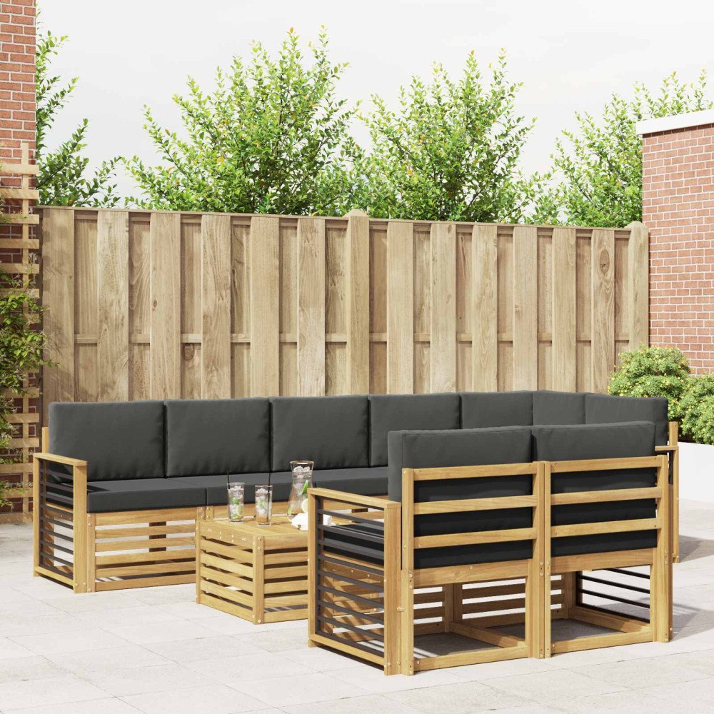 vidaXL Utomhussoffset 8 pcs Vit och antracit 59 x 59 x 37 cm Polyester