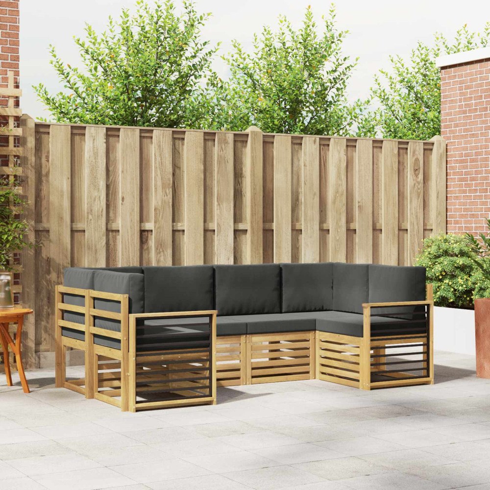 vidaXL Sektionsoffgrupp 6 pcs Vit och antracit 245 x 128,5 x 73 cm
