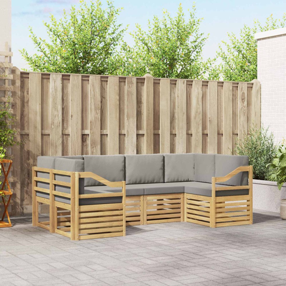vidaXL Sektionsoffgrupp 6 pcs Vit och ljusgrå 245 x 126,5 x 73 cm