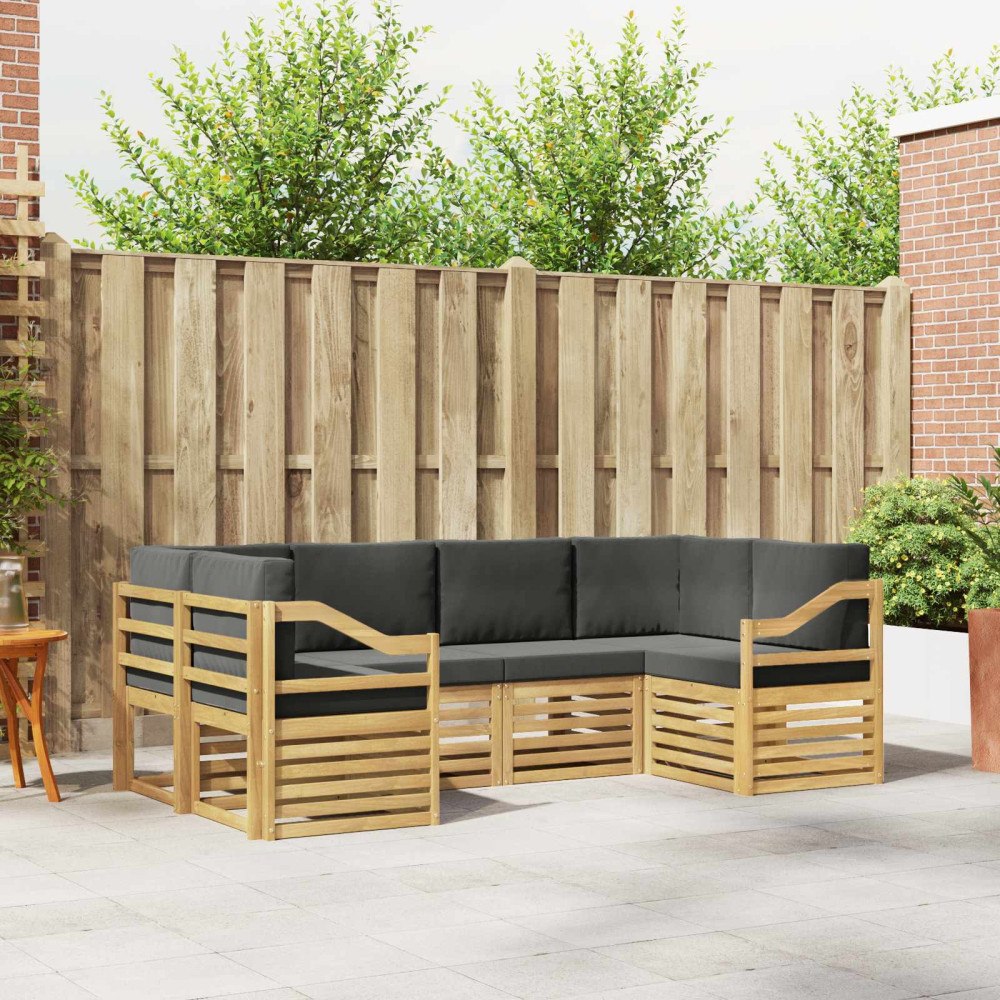 vidaXL Sektionsoffgrupp 6 pcs Vit och antracit 245 x 126,5 x 73 cm