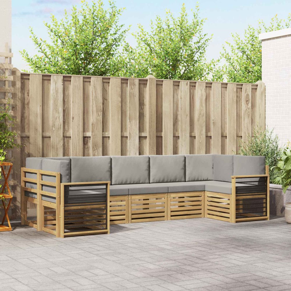 vidaXL Sektionsoffgrupp 7 pcs Vit och ljusgrå 304 x 128,5 x 73 cm