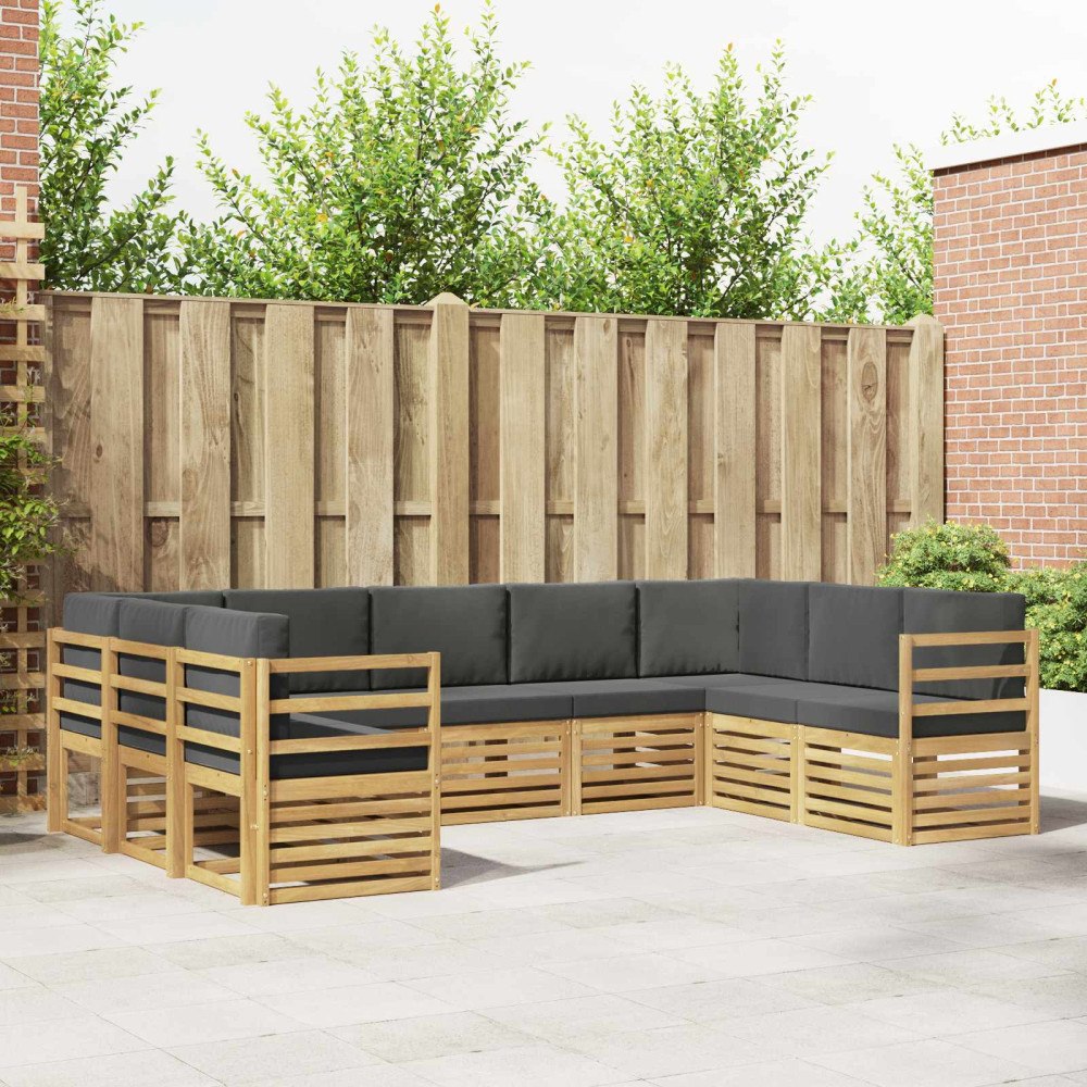 vidaXL Sektionsoffgrupp 9 pcs Vit och antracit 304 x 185,5 x 73 cm
