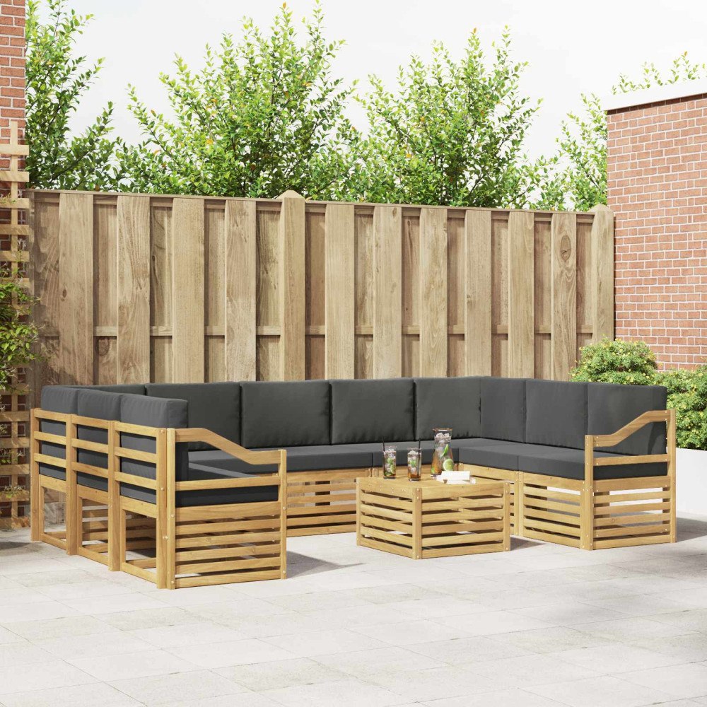 vidaXL Utomhussoffset 8 pcs Vit och Antracit 59 x 59 x 37 cm Polyester