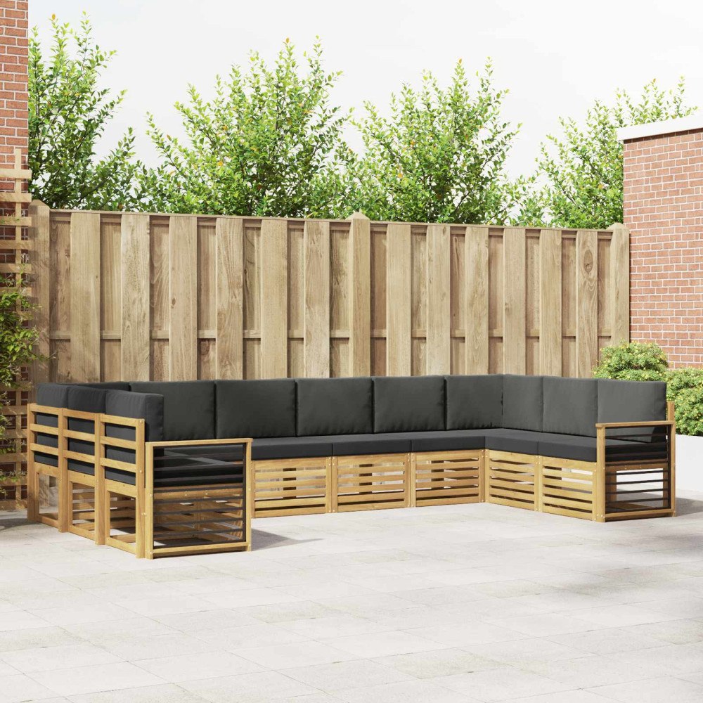 vidaXL Sektionsoffgrupp 10 pcs Vit och antracit 363 x 187,5 x 73 cm