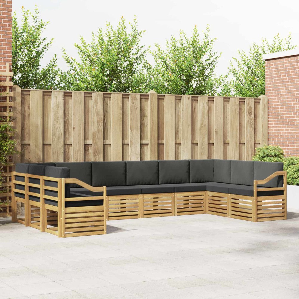 vidaXL Sektionsoffgrupp 10 pcs Vit och antracit 363 x 185,5 x 73 cm