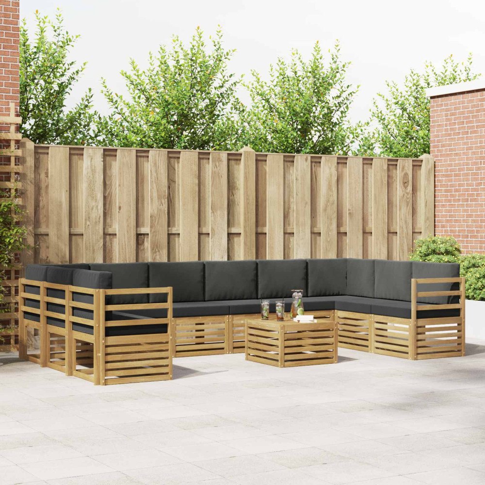 vidaXL Utomhussoffset 8 pcs Vit och Antracit 59 x 59 x 37 cm Polyester