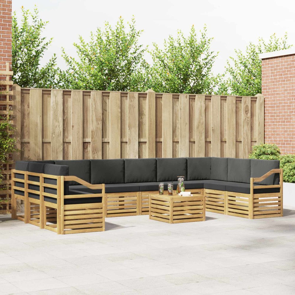 vidaXL Utomhussoffset 8 pcs Vit och Antracit 59 x 59 x 37 cm Polyester