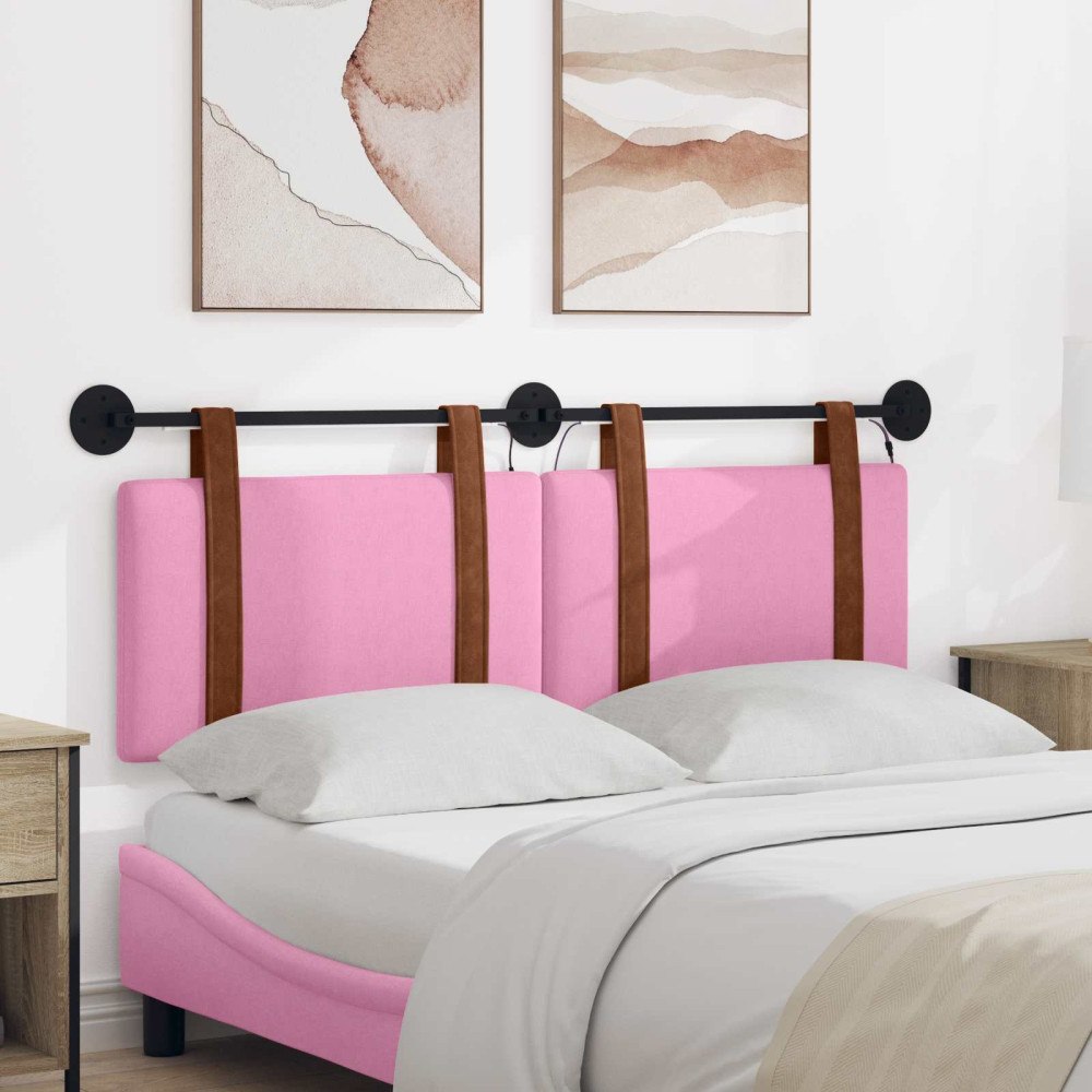 vidaXL Hängande sänggavel Med LED-lampa Rosa Antik PU
