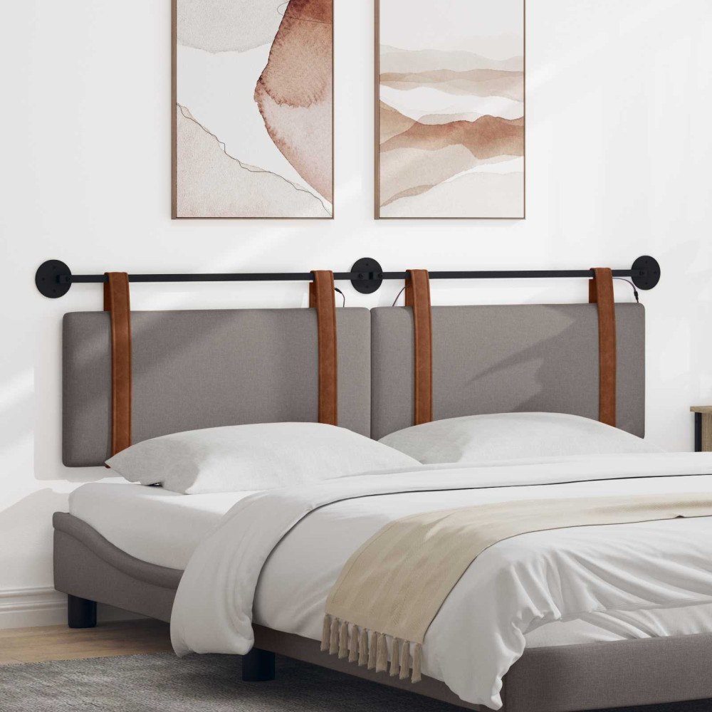 vidaXL Hängande sänggavel Med LED-lampa Taupe Antik PU