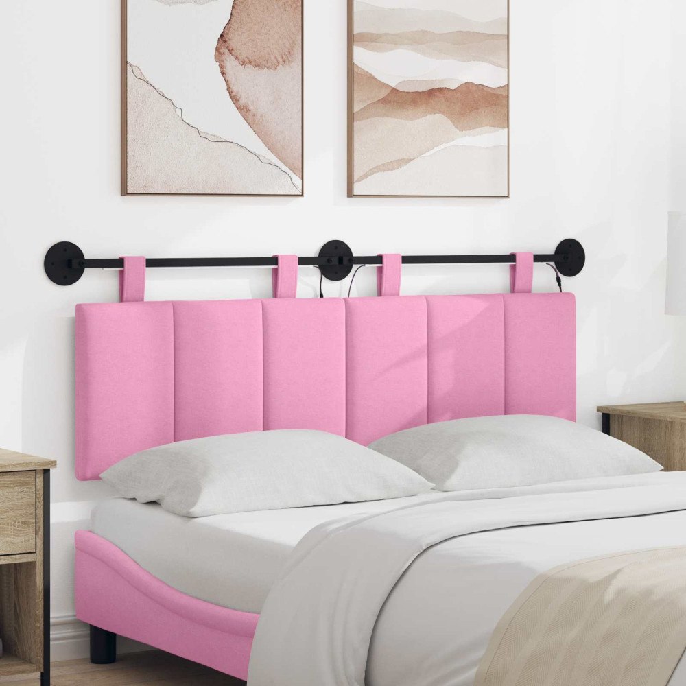 vidaXL Hängande sänggavel Med LED-lampa Rosa Tyg