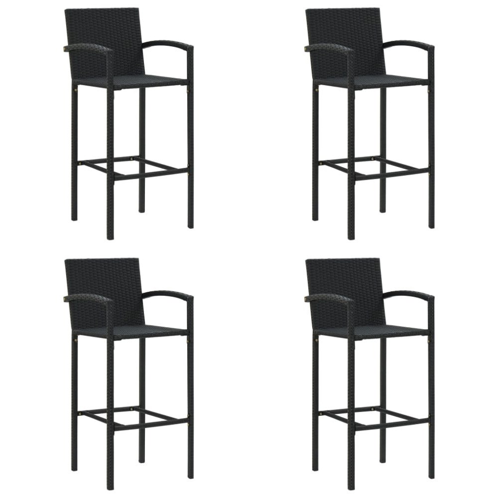 vidaXL Barstolar 4 st svart konstrotting