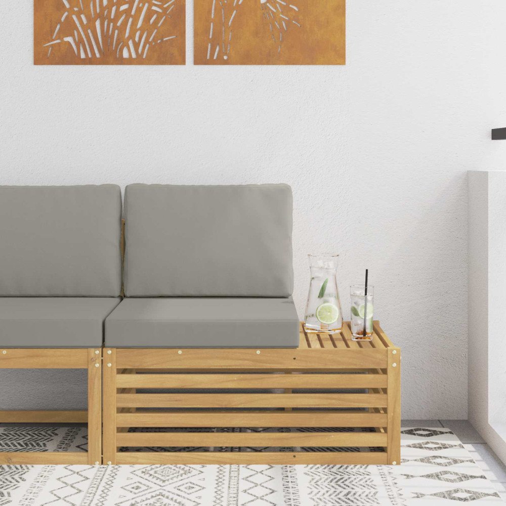 vidaXL Modulsoffa utomhus Massivt Akaciaträ Vit