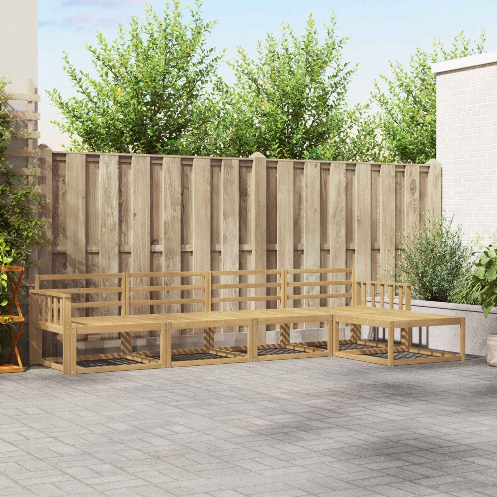 vidaXL Utomhussoffset 5 pcs Vit 329 x 162,5 x 73 cm Massivt Akaciaträ