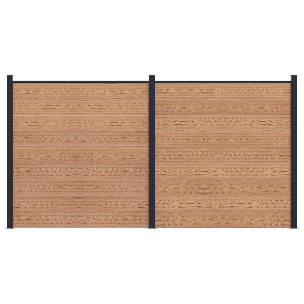 vidaXL Stängselpanel 2 pcs WPC och aluminium Brun