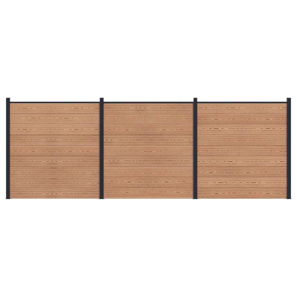 vidaXL Stängselpanel 3 pcs WPC och aluminium Brun