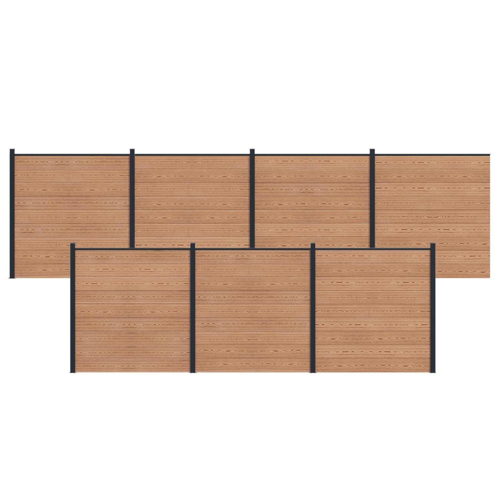 vidaXL Stängselpanel 7 pcs WPC och aluminium Brun