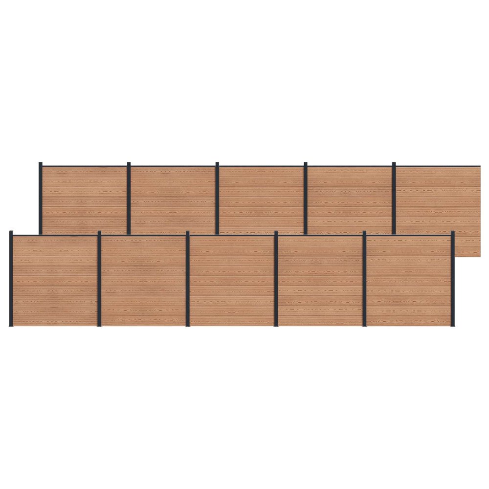 vidaXL Stängselpanel 10 pcs WPC och aluminium Brun