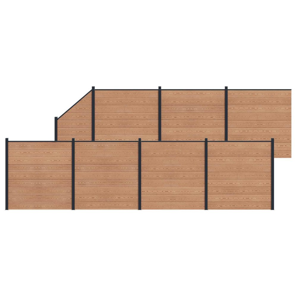 vidaXL Stängselpanel 8 pcs WPC och aluminium Brun