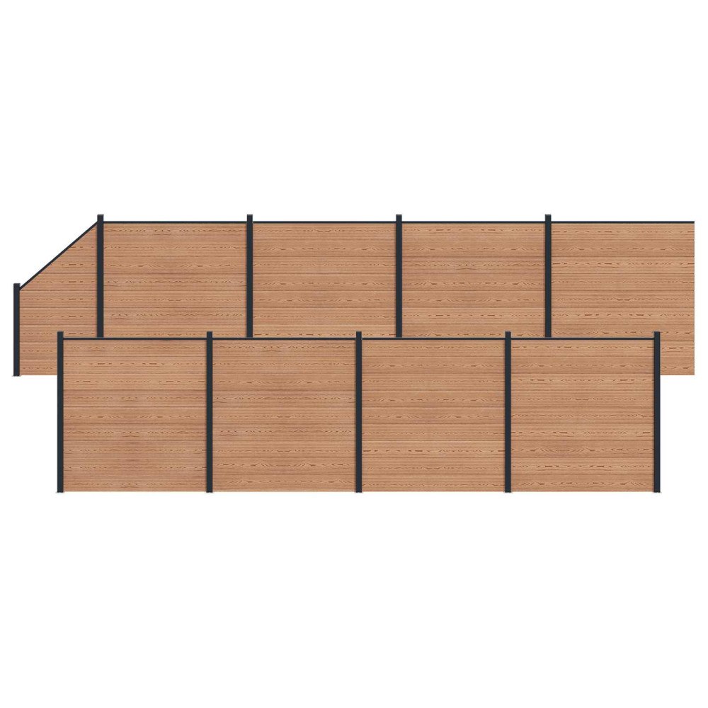 vidaXL Stängselpanel 9 pcs WPC och aluminium Brun