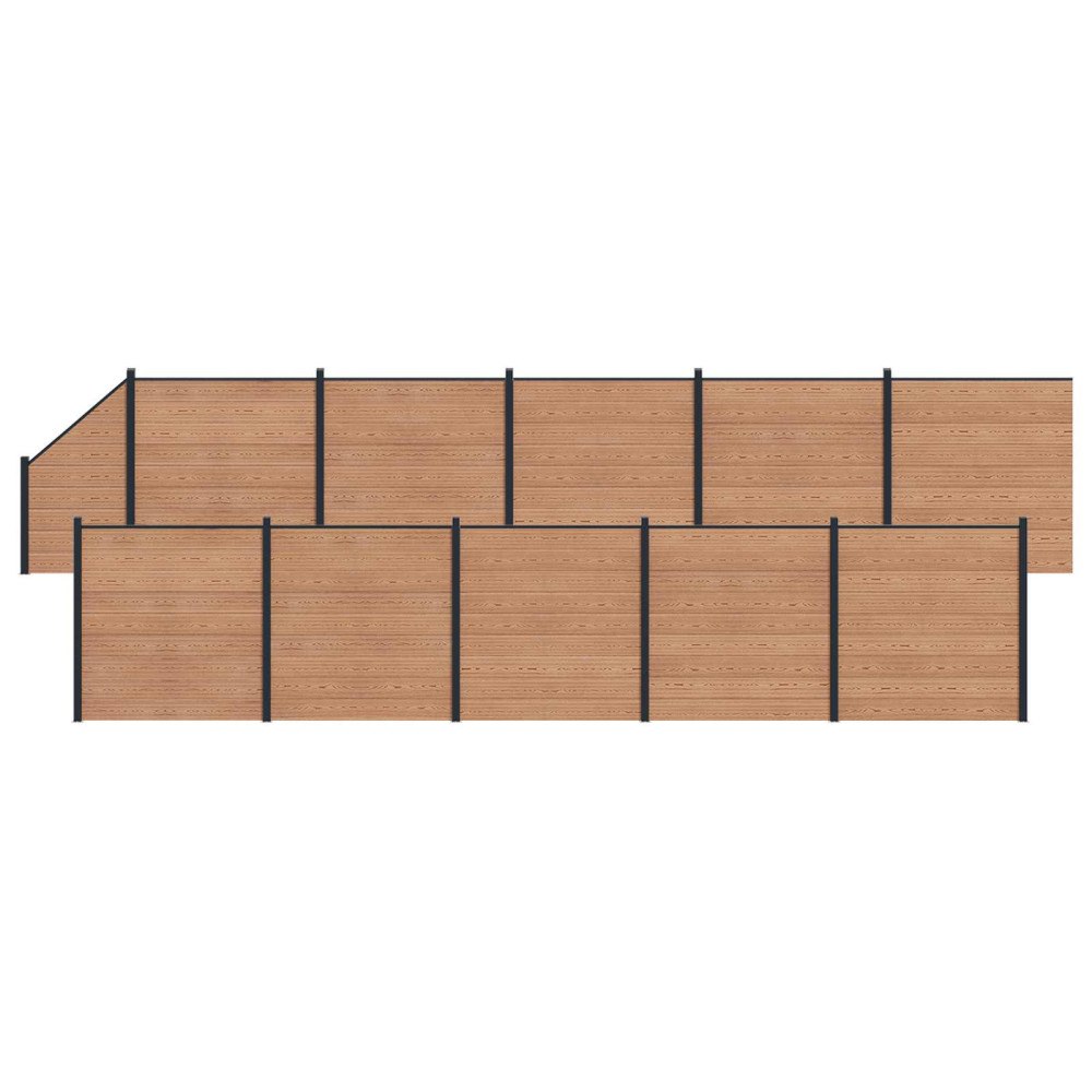vidaXL Stängselpanel 11 pcs WPC och aluminium Brun