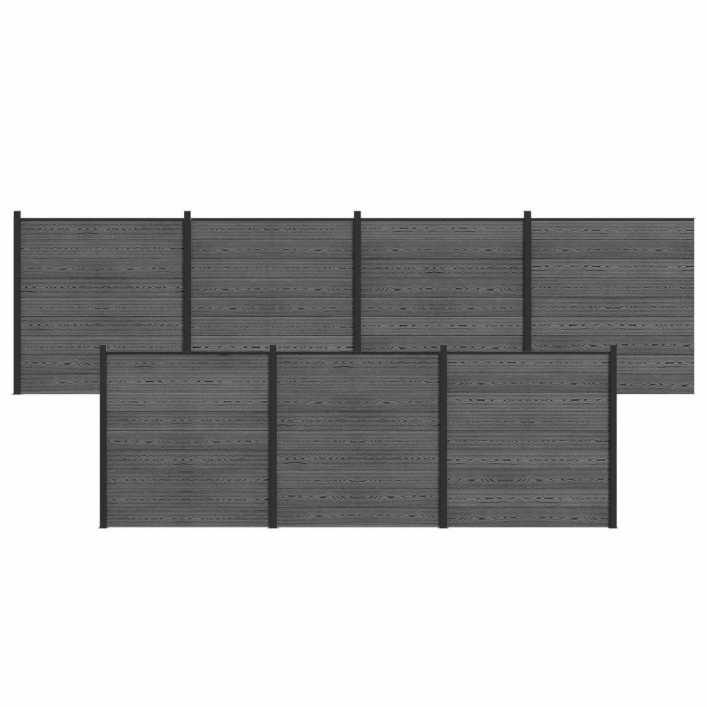vidaXL Stängselpanel 7 pcs WPC och aluminium Grå