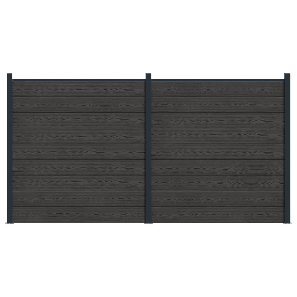 vidaXL Stängselpanel 2 pcs WPC och aluminium Svart