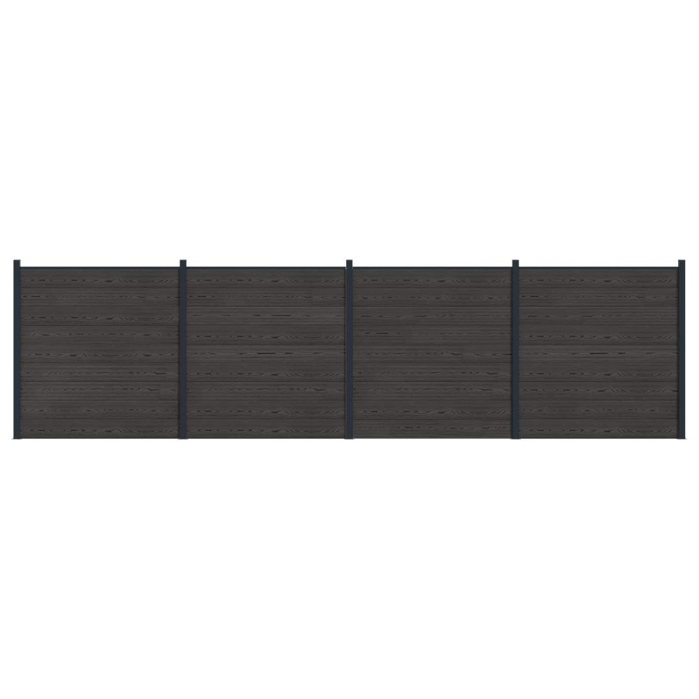 vidaXL Stängselpanel 4 pcs WPC och aluminium Svart