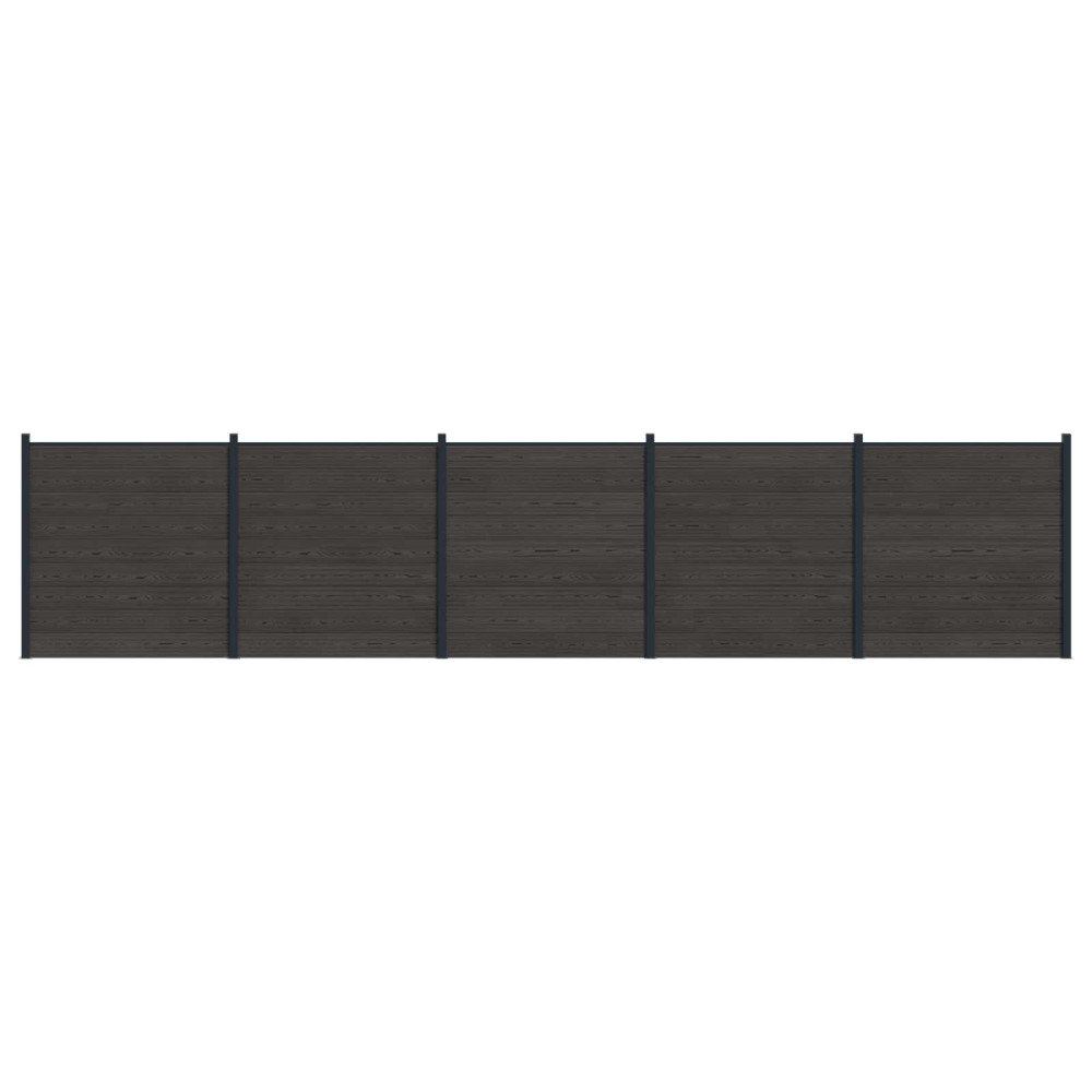 vidaXL Stängselpanel 5 pcs WPC och aluminium Svart