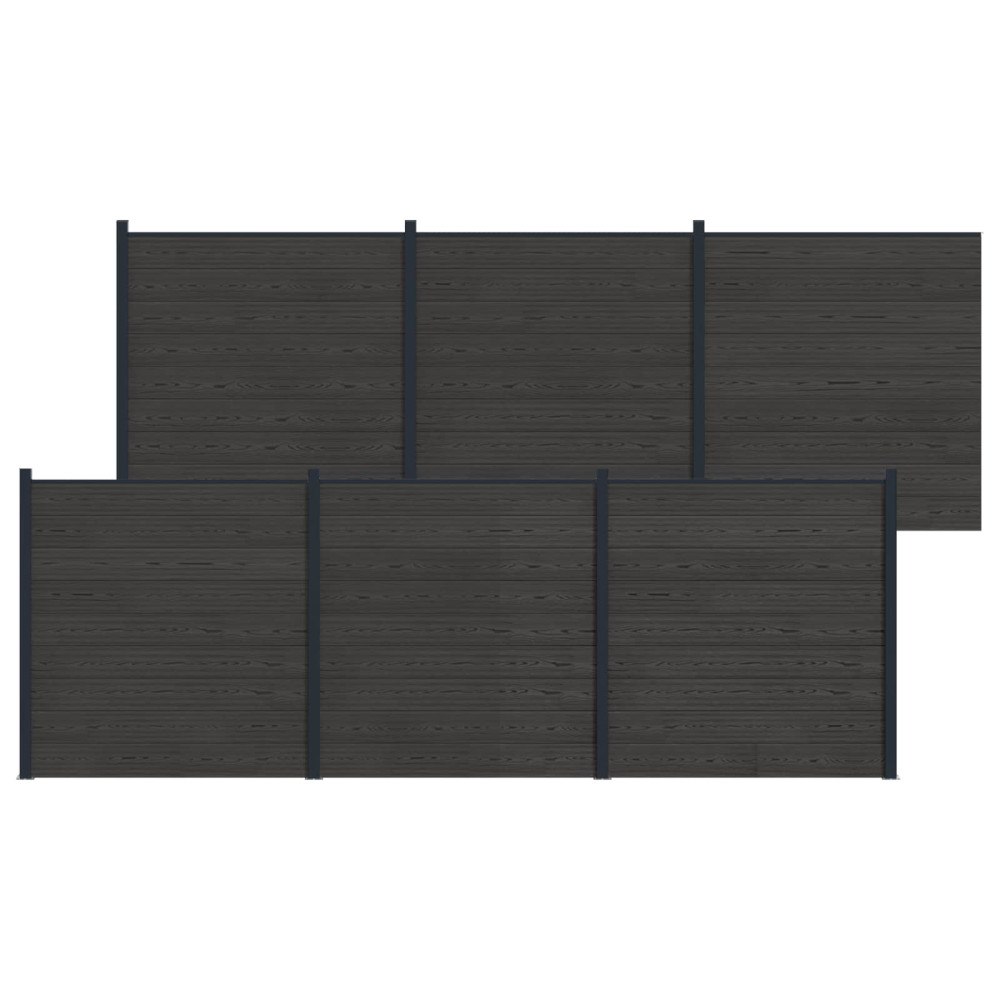vidaXL Stängselpanel 6 pcs WPC och aluminium Svart