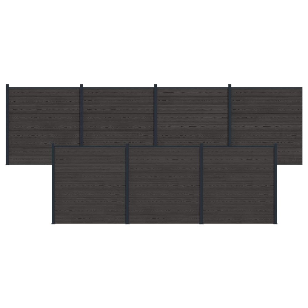 vidaXL Stängselpanel 7 pcs WPC och aluminium Svart