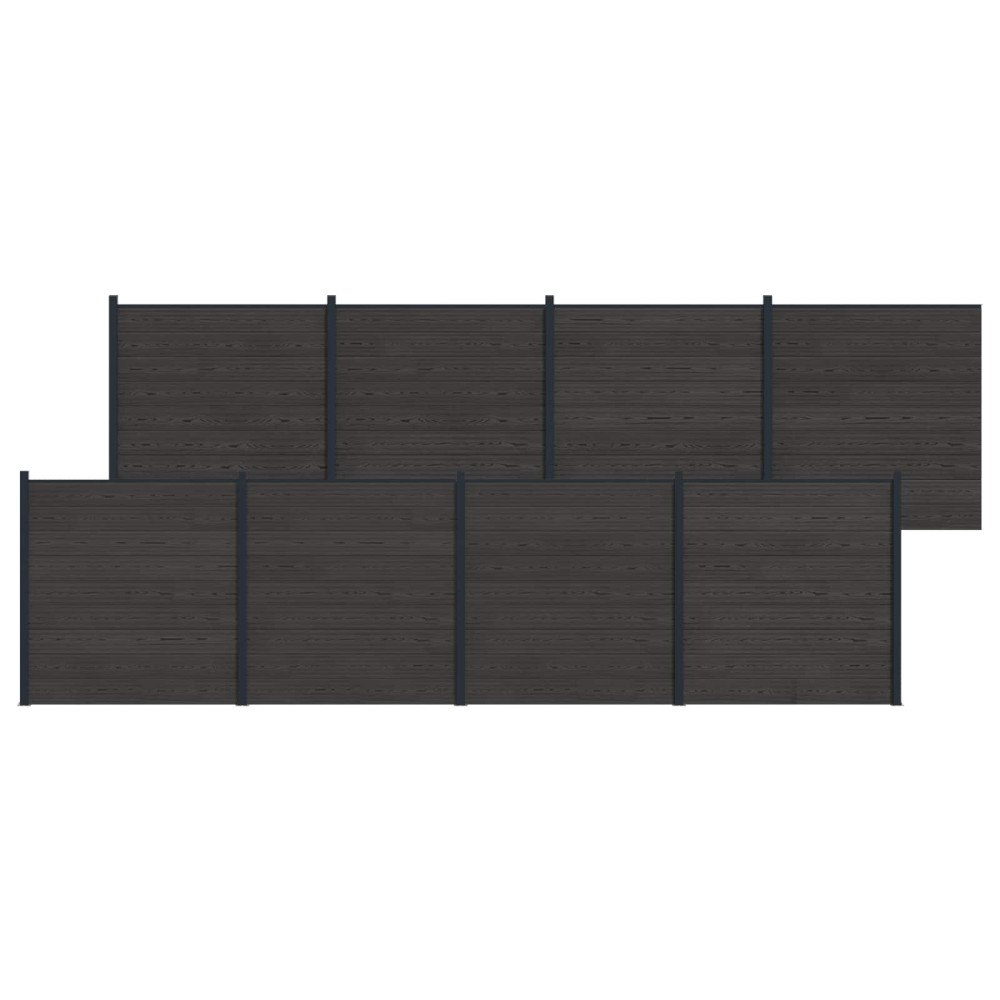 vidaXL Stängselpanel 8 pcs WPC och aluminium Svart
