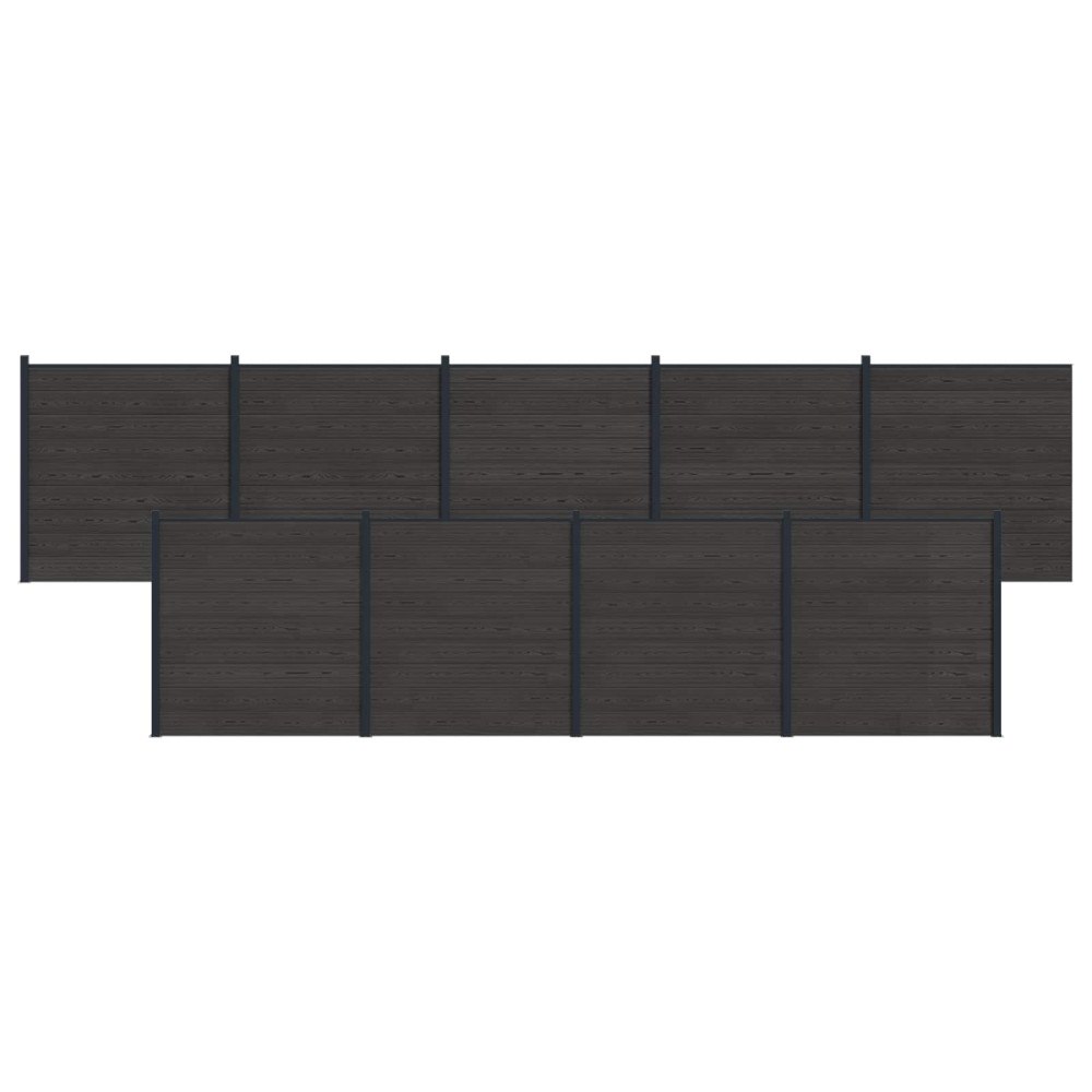 vidaXL Stängselpanel 9 pcs WPC och aluminium Svart