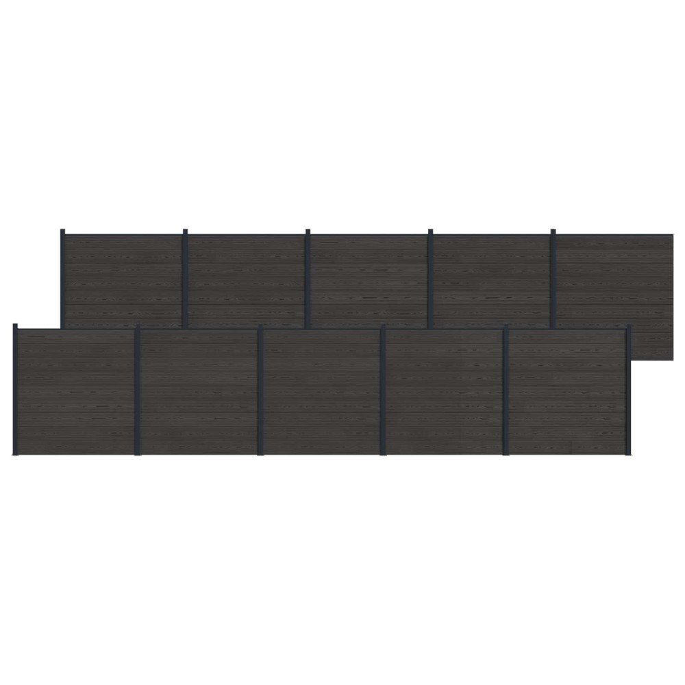 vidaXL Stängselpanel 10 pcs WPC och aluminium Svart